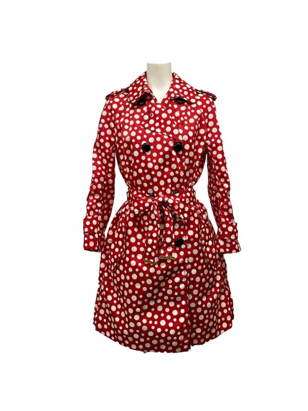 Louis Vuitton Trench Coat S Red White Black Dot Pattern Yayoi Kusama